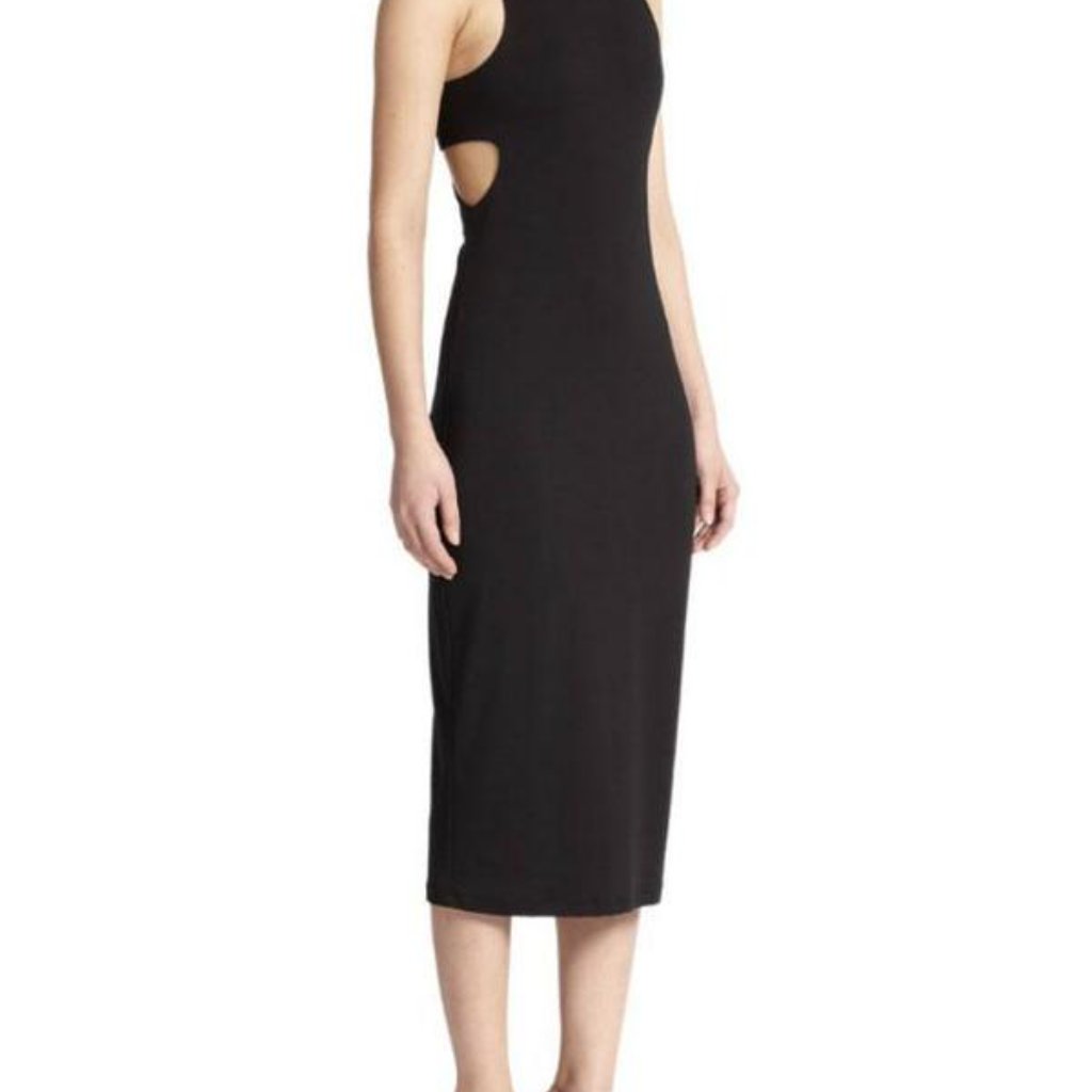 T By Alexander Wang Sleeveless Ponte Bandeau Midi Dress, Black Xs